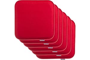 Brandsseller Lot de 6 Coussins d'assise en Feutre 35 x 35 x 2 cm – Galettes de Chaise carrées et Robustes pour l’intérieur et l’extérieur, Assise rembourrée Confortable - Rouge