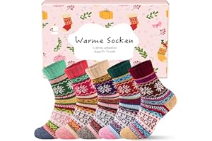 inaWarm Skarpetki Termiczne Damskie, 5 par grube ciepłe wełniane na zimę, przepuszczalne, kolorowe i wygodne, prezent dla kobiet, rozmiar 35-42​