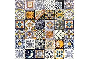 Cerames Piastrelle Mosaico Messicane Horacio – 30 ceramiche mattonelle messicane decorative per bagno, doccia, scale, parete posteriore della cucina | Tessere mosaico ceramica 10,5x10,5 cm