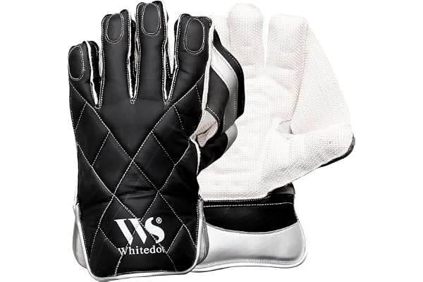 Whitedot Albatross Wicket Keeping Gloves Regular Club Inner Gloves Suitable for Mens Large (Men, White, Black) Material : Leather