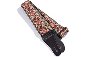 KLIQ MUSIC GEAR KLIQ Vintage Woven Guitar Strap for Acoustic and Electric Guitars | '60s Jacquard Weave Hootenanny Style | 2 Rubber Strap Locks Included
