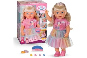 BABY born Carla - 43 cm große Puppe - Hochwertiges Blondes Haar mit Strähnen - Benötigt Keine Batterien - Geeignet für Kinder ab 4 Jahren - Inkl. 7 Accessoires, Rosa