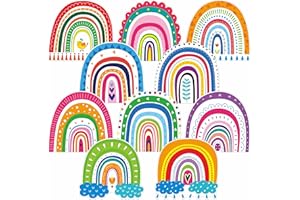 GETHELUD 60 pezzi ritagli arcobaleno, 10 disegni colorati bacheca decorazione cancellabile con ritagli di pellicola PET artigianato fai da te forniture per feste per lavagna bianca insegnante studente