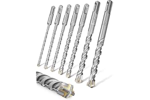 Pinava Zestaw wierteł SDS Plus [Double Twist] – 7-częściowy zestaw wierteł do kamienia – zestaw wierteł do betonu z bardzo szybkim ostrzem 4X – do betonu Ø 5-12 x 160 mm