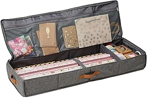 ‎LOVE !T STORE !T LOVE IT STORE IT Premium Organizer für Geschenkpapier Aufbewahrung - Hochwertiger Geschenkpapier Organizer - Mit zusätzlichen Fächern - Verstärkt - Grau - 90x30x12 cm