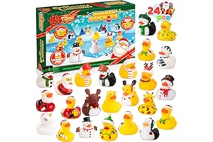 JOYIN 2025 Advent Calendar 24 Days Christmas Countdown with 24 Rubber Ducks for Boys, Girls, Kidss and Toddler, Christmas Party Favor Gifts