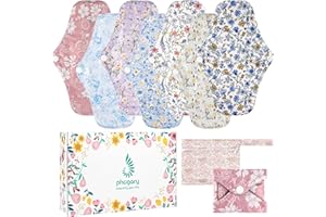 PHOGARY Compresas menstruales Reutilizables, Compresas de Noche Lavables para Flujo Menstrual Abundante, Compresas de Noche Lavables para Flujo Menstrual Abundante