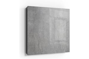 DEQORI Caja para llaves negra | 30 x 30 cm | diseño de muro de piedra enyesado | caja para llaves de cristal y metal | armario para llaves con 50 ganchos + 2 imanes | moderna caja magnética y se puede