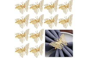 Lvjkes 12 Pièces Rond de Serviette de Table, Rond de Serviette de Table personnalisé, Rond de Serviette Creux élégant, pour Mariage Banquet Anniversaire Fête Anniversaire Décoration De Table (Or)