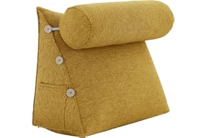 ‎RUCENER Rucener Bücherkissen Lendenkissen Keilkissen Kopfteil Gepolstert Bettkissen Rückenlehne Dreieck Rückenlehne Sofa Rückenkissen Groß Bettkissen Rückenkissen Sofa Bett Gelb 60 cm