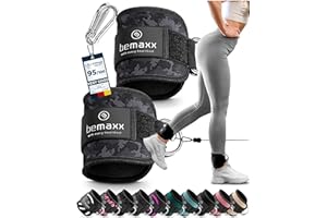 BEMAXX Zestaw 2 pasków na nogi + eBook treningowy, jeden rozmiar wyściełane ekspandery do stóp paski kostki, velcro do treningu nóg | noga fitness trening kobieta mężczyzna rozciąganie rozgrzewka