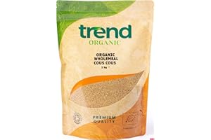 Trend Organic Wholemeal Couscous, 1kg – Perfect for Salads, Stews, and Side Dishes, Light Fluffy Texture and a Mild Nutty Flavour, Certified Organic, Vegan, GMO Free, No Preservatives No Additives