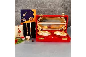 Great Art Rakhi Gift for Brother with Rakhi Gift Combo for Brother Best Gift for Bhaiya Bhabhi + Bowl Set-5 with Awesome Gift