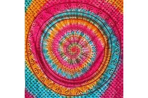 MOMOMUS Mandala Tapisserie XXL - Tie-Dye, 100% Coton, Motifs Uniques - Multicolore, 210x230 cm