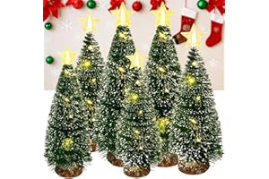 SUNSHINE SMILE LED Mini Weihnachtsbaum,6 Stück künstlicher Weihnachtsbaum mit Beleuchtung,Tisch-Weihnachtsbaum mit Lichtern,Kleiner Tannenbaum für Ihr Zuhause Oder Büro Dekor Lampe Weihnachten-Dekoration