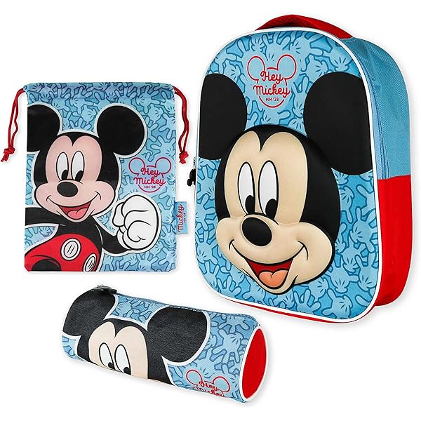 Trousse Double 3D Mickey Mouse Pour Enfant - 2 Compartiments - Dimensions 21x6x8 Cm