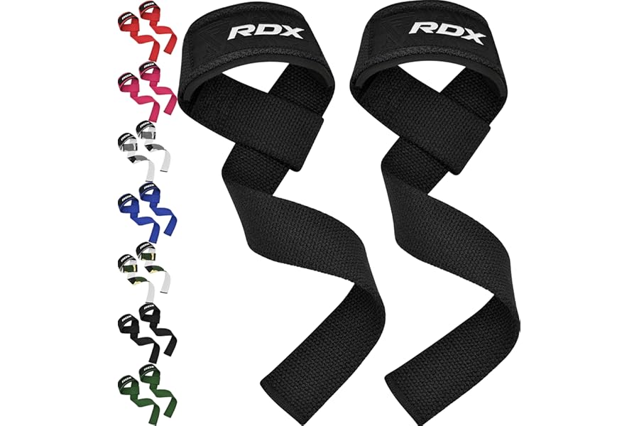RDX Lifting Straps for Weightlifting – 100% Cotton Heavy Duty Gym Wrist Strap with 5MM Neoprene Padding, 60CM Anti-Slip Hand Grip Wraps for Deadlifts Powerlifting Workouts Strength Training, Men Women