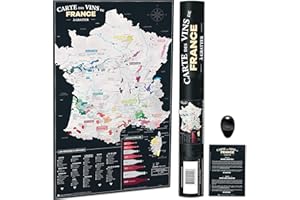 Bonanzana - Carte des Vins de France à Gratter - 70 x 42 cm - Poster Carte à Gratter - Avec 200 Vignobles, 82 Cépages & 8 Bouteilles - Idée Cadeau Vins Noël Anniversaire - SMFRV