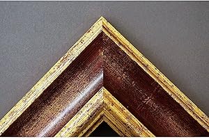 Artecentro cornice dorata per quadri - oro/colore con o senza passepartout in legno-varie misure (oro/rosso, 40 x 50 + passepartout)