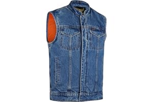 Leatherick Męska czarna ciężka kamizelka dla motocyklistów z głębokimi kieszeniami