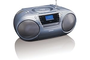 Lenco SCD-680 Silver, Portable Stereo DAB+ & FM Radio with CD, Cassette and USB Player - Grey Boombox