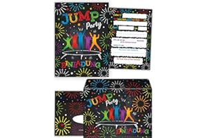 ‎JUNA-EXPERTEN 12 Einladungskarten inc. 12 Umschläge zum Kindergeburtstag Jump Trampolin Mädchen Junge Einladungen Geburtstag