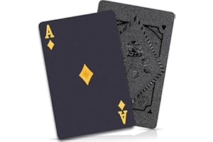 Aomaic Playing Cards Plastic Playing Cards Waterproof Cards Deck of Cards Black Cool Poker Cards for Family Party and Game BBQ Gatherings Adult Card Games Standard Index Card