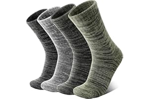 MOSEY KOSY 4 Pares de Calcetines de Lana Merino para Caminar y Senderismo Cálidos Extra Grosos Térmicos Cómodos con Corte Alto para Trabajo para Mujer y Hombre