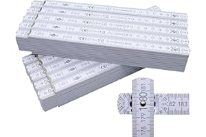 GEDDID Adga 250 Folding Ruler 2 m with 90°/180° Angle Locking and Angle Scale (30°/45°/60°/75°/90°) – Adga 250 Plus Branded Folding Ruler 2 m Made of Beech Wood – White without Advertising Print Pack of 10