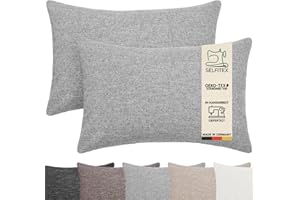 Selfitex 2er Set 40x60 cm, Sofakissen mit Füllung und Bezug, Dekokissen, Kopfkissen mit weicher Kissenfüllung, stilvolle Kissen Deko, robuster Polsterstoff, hochwertiges Couch Kissen (Grau)
