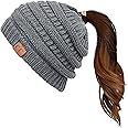 Hatsandscarf CC Exclusives Solid Color Beanie Tail Hat for Adult (MB-20A)