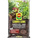 COMPO SANA Anzucht- und Kräutererde mit 6 Wochen Dünger für alle Jung- und Kräuterpflanzen, Kultursubstrat, 10 Liter