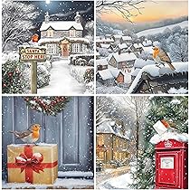 Giftinghouse Lot De 12/24/48 Cartes De Noël Caritatives Vintage 2024 Pour La Famille, Les Amis, La Petite-fille Et Les Enfants Avec Enveloppes Rouges | Salutations Saisonnières à Vendre (12 Cartes