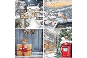 ABSOLUTELY YOURS Charity Christmas Cards Pack of 24. Each Christmas Card multipack has 4 different Robin designs. Large size 150x150mm. Verse Inside. Ecofriendly and UK made.