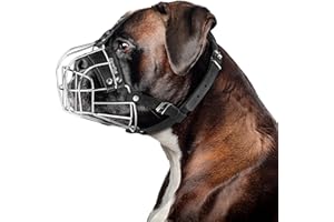CleverTail Museruola in metallo per cani di razza boxer, a prova di morso, per cani di taglia media e grande, in filo di acciaio, per cani, bulldog inglese, bulldog americano, ecc.