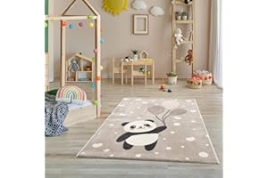 JIMRI Tapis pour chambre d'enfant - Tapis pour chambre d'enfant, tapis pour enfant, ours, panda, pois, cœur, ballon - Beige crème - Dimensions : 80 x 150 cm