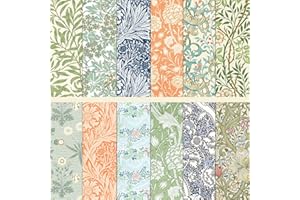 MerwDeeyt 24 Sheets Floral Scrapbook Paper 12x12 Inch Double-Sided Decoupage Papers Patterned Card Decorative Paper Scrapbook Accessories for DIY Card Making Wrap Decoration