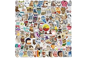 Sanmatic 100 sztuk sowy, urocze winylowe naklejki na butelkę z wodą, laptopa, telefon, bagaż, naklejki na deskorolkę dla dorosłych, nastolatków