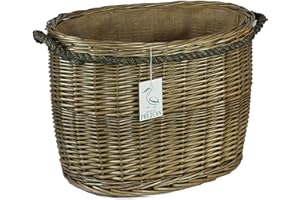 POP-IT-IN-A-PELICAN Range of rounded Wicker log baskets. Rope handles. Wood & kindling storage for home hearths and fireplace. Large wood burner bin (60cm, Oval)