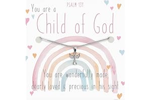 PURPLE PIGLET GIFTS Christening Gift Card Baptism Present Girl Woman Genuine Sterling Silver Angel Necklace Gift Boxed Original Artwork Psalm 139 Childrens Confirmation First Communion Jewellery