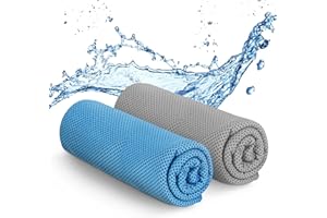 KAYMAN Paquete de 2 Toallas refrescantes de Yoga, Microfibra Suave y Transpirable, Elimina el Sudor y se Seca rápidamente, Ideal para Yoga, Gimnasio, Golf, Correr, Entrenamientos y Senderismo, fácil
