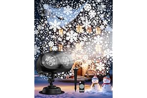 MOSSNDAR Proyector Luces Navidad Exterior Interior,Impermeable Lámparas Copos de Nieve,Proyector Navideño de Nieve con Control Remoto,Decoración Luz LED Cotillon Nochevieja para Jardín Fiesta Adornos
