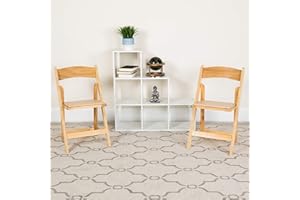 Flash Furniture Fauteuils d'événement pliants en hêtre de la série Hercules de avec sièges rembourrés, chaises de Banquet Pliantes Modernes en Bois, Lot de 4, Naturel