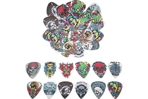 DUOYIF Kostki gitarowe, 30 sztuk, 0,46 mm, 0,71 mm, 0,96 mm, z wzorem czaszki, kostki, kostki, gitary, gitary akustycznej, ukulele, basów, gitar elektrycznych