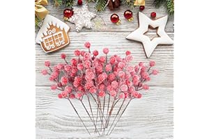 HOPTON 16 Stück Rote Beeren Deko Weihnachten,Holly Beerenzweig Künstlich,Künstliche Beerenzweige,Weihnachtszweige,Rote Beeren Zweige für Weihnachtsdeko,Hochzeit,DIY Weihnachtskränze,Handwerk,Geschenkdeko