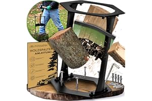 PUREWERK® Holzspalter manuell [Ø 22 cm] - robuster Holz-Spalter für Anzündholz aus Kohlenstoffstahl mit extra-großem Durchmesser - inkl. Klingenschutz, Tasche & Zubehör zur Boden-Montage