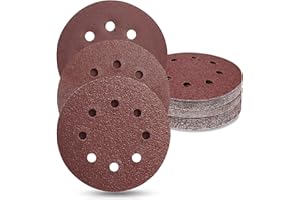 SMALUCK Sanding Discs Hook and Loop 180/80/40 Mixed Grit 125mm 8 Hole 30 Pcs Round Sandpaper Pads Set Compatible With Random Orbital Sander