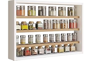 VCM Holz Küchenregal hängend | Maße ca. H. 40 x B. 60 x T. 10 cm | Hängeregal mit Vier Fächern | Wandregal | Gewürzregal | Küchenmöbel - Esaldi M