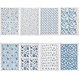 BENECREAT 8 Styles Blue and White Pottery Ceramics Clay Transfer Paper Porcelain Pattern Ceramic Decals, Underglaze Flower Paper for Pottery Enamel Decal, 38x53cm