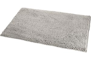 AmazonBasics Anti-Slip Microfiber Bathroom Mat - (Silver, Platinum, 21" x 34", Pack of 1)